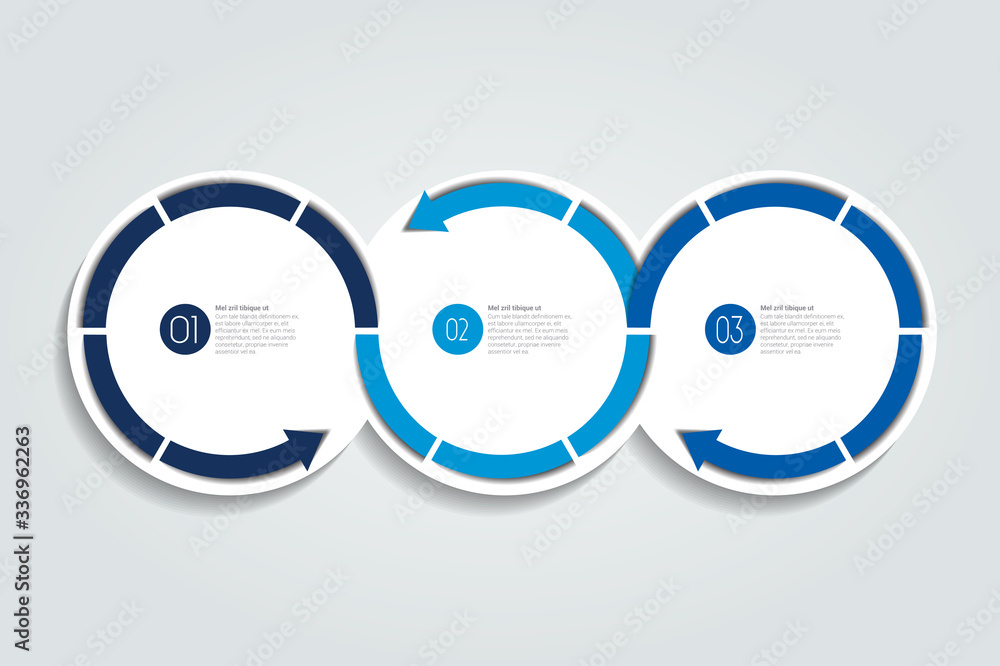 Wall mural infographic design with 3 options arrow circles .infographic element.