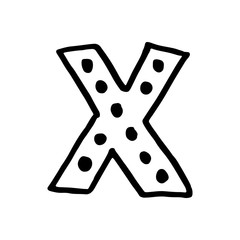 Trendy scandinavian alphabet, letter character X in vector. ABC hand lettering. Nordic typographic design for poster, banner, print, decoration kids playroom or greeting card. Cute educational letter