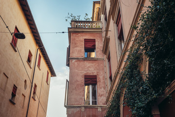Fototapeta na wymiar Residential buildings in historic part of Bologna city, Italy