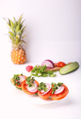 vegetarian sandwich shot on a white background