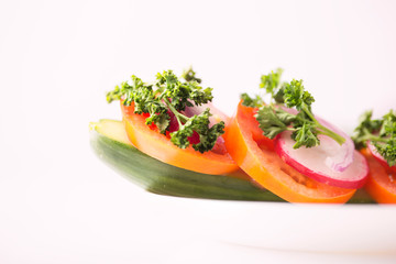 vegetarian sandwich shot on a white background