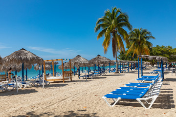 View of a beach Playa Ancon near Trinidad, Cuba. - obrazy, fototapety, plakaty