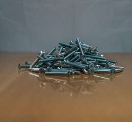 set of metal screws, isolated