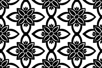 Stylish vintage black on white ornament seamless pattern. Allover vector design for fabric, apparel textile, interior