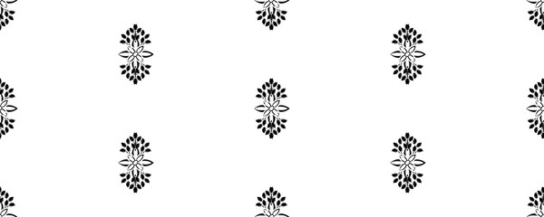 Stylish vintage black on white ornament seamless pattern. Allover vector design for fabric, apparel textile, interior