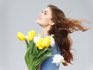 woman with tulips