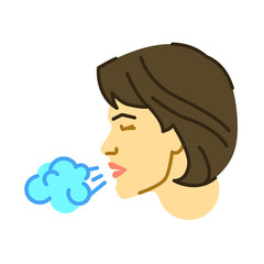 Allergy symptoms flat color icon. Infectious diseases, colds, flu, cough. Sign for web page, mobile app, button, logo. Vector isolated button. Editable stroke.