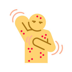 Allergy symptoms color icon. Skin rash. Dermatological diseases. Itchy spots on body. Sign for web page, mobile app, button, logo. Vector isolated element. Editable stroke.