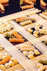 Still life of various pasta shapes