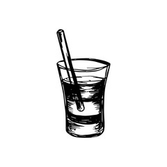 Vector alcohol cocktail martini. Hand drawn. Isolated element for summer menu, invitations, vacation design.