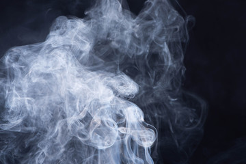 abstract white flowing smoke on black background