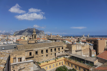 Fototapeta na wymiar View of Palermo cityscape from the Cathedral roof. Palermo, Sicily, Italy.