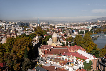 Tbilisi, view from above, the old part of the city. Favorite place for tourists.