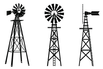 Windmill silhouette illustration vector
