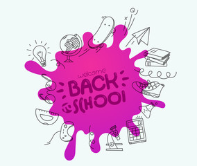 Blue pencil with doodling elements vector illustration