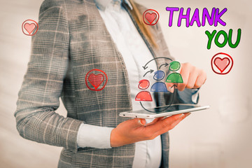 Conceptual hand writing showing Thank You. Concept meaning a polite expression used when...