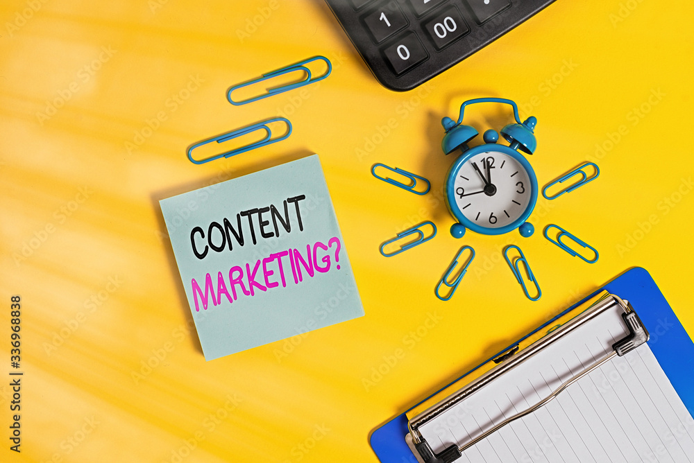 Fototapete conceptual hand writing showing content marketing question. concept meaning involves creation and sh