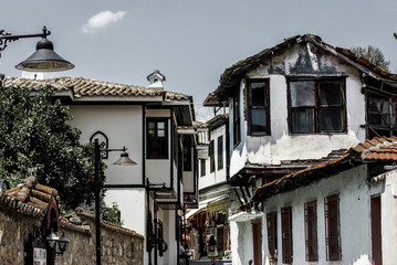 Fototapeta na wymiar Classic ottoman houses in old town Kaleici, Anatalya, Turkey