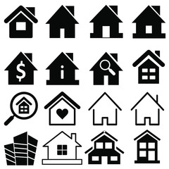 Home ison vector set. House illustration sign collection.