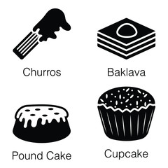Pack Of Desserts Solid Icons 