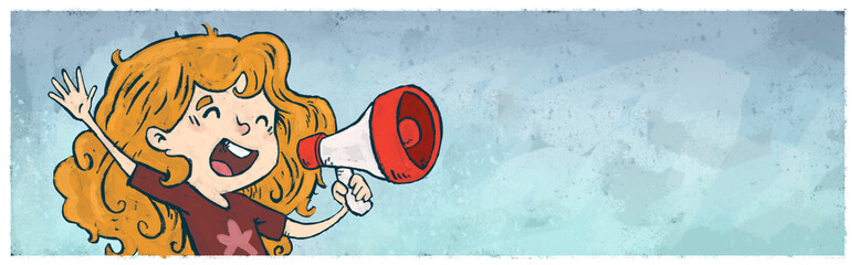 kid screaming with megaphone in hand