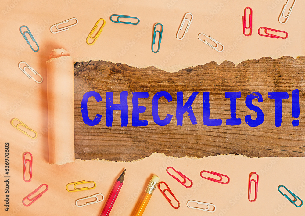 Poster conceptual hand writing showing checklist. concept meaning list items required things be done or poi