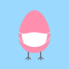 Easter egg with a medical mask. Easter and quarantine 2020