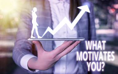 Word writing text What Motivates Youquestion. Business photo showcasing know reasons why you want...