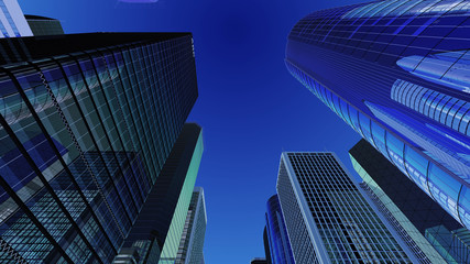 Fototapeta premium Modern Skyscraper Buildings office City Day Sky 3D illustration images