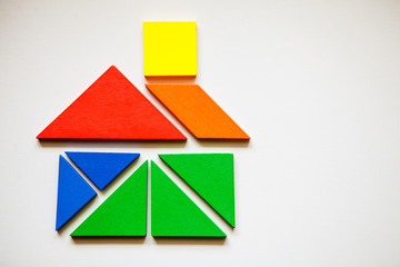 House of colorful tangrams