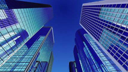 Modern Skyscraper Buildings office City Day Sky 3D illustration images