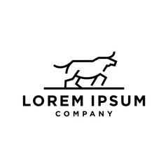 bull logo icon in trendy linear line outline style ,monoline symbol of buffalo with horn