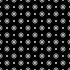 Flower geometric seamless black and white pattern. Isolated daisy on backdrop, abstract simple flower design. Modern minimal design. Vector illustration perfect for graphic design ,textiles, print etc
