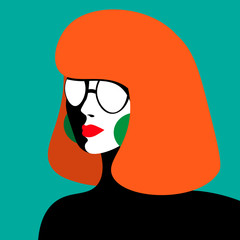 Young sexy woman in glasses. Vector illustration in pop art retro style.