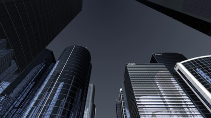 Modern Skyscraper Buildings office City Day Sky 3D illustration images