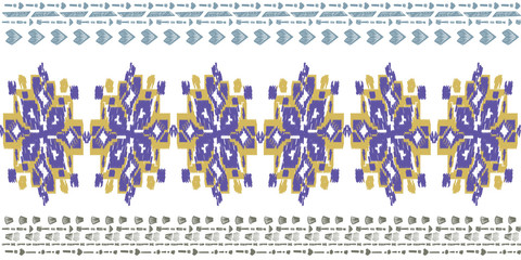 Seamless abstract pattern. Geometric embroidery. Folk ornament. Tribal vector texture.