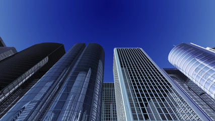 Naklejka premium Modern Skyscraper Buildings office City Day Sky 3D illustration images