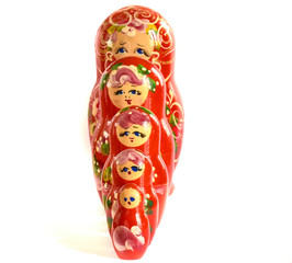 red matryoshka on white background
