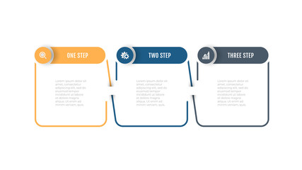 Business thin line element with circle label, Vector with 3 options, steps. Can be used for workflow diagram, info chart, graph, web design.