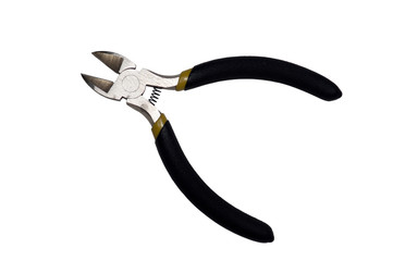 Small cutters with yellow and black handle isolated on white background with clipping path