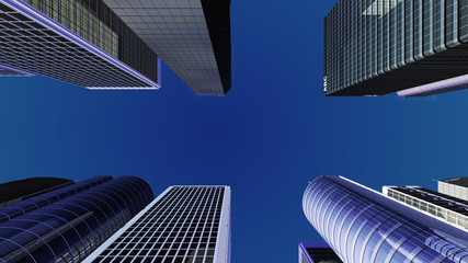 Obraz na płótnie Canvas Modern Skyscraper Buildings office City Day Sky 3D illustration images