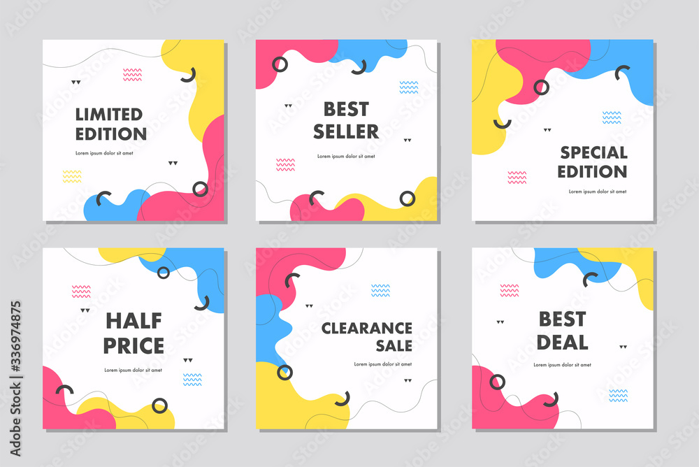 Poster set of editable sale square banner template. mobile banner for social media post and web/internet ad