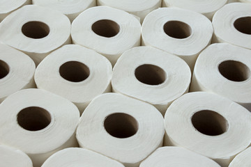 White toilet paper towel. Top view. Background