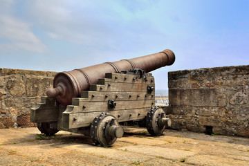 Old cannon in Saint Antón castle. Galicia, Spain