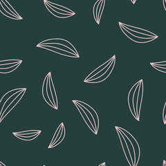 Fototapeta na wymiar Seamless pattern with leaves, stones, flowers, batterfly, grass. Yellow elements at grey. Cute and funny. For children textile, scrapbooking, wallpaper and wrapping paper. Spring and summer ornament.