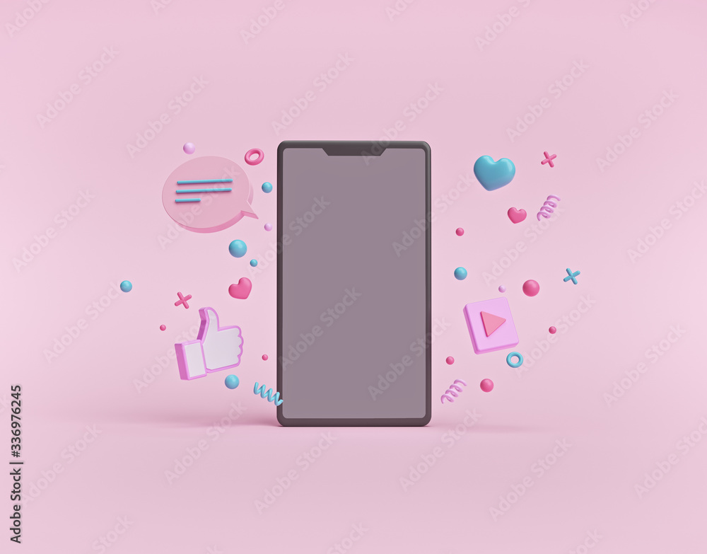 Poster abstract geometric shapes background with a smartphone. copy space. trendy design for social media a