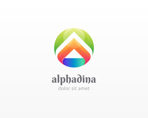 Abstract arrow logo. Creative colorful circle grow vector icon