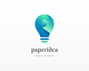 Abstract creative bulb paper logo. Creative flip paer vector icon