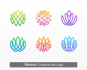 Abstract line logo. Creative line flower vector icon