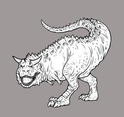 Fototapeta na wymiar Carnivorous dinosaur - Carnotaurus. Dino isolated drawing. 